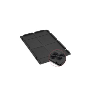 Auflagedeckel für PROREGAL Eurobox Nextgen, schwarz, mit schwarzen Verschlüssen.