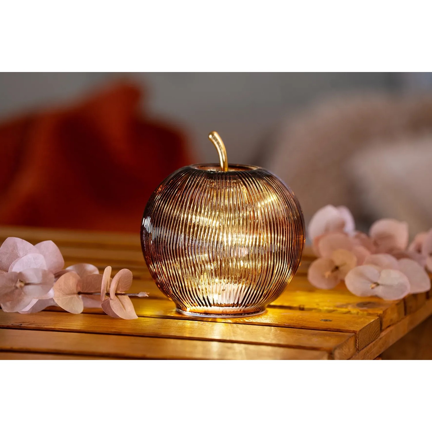 FlowerPower Deko Apfel LED Glas Mela Braun kaufen bei OBI