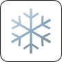 Symbol: Schneeflocke, blau, steht für Frostbeständigkeit.