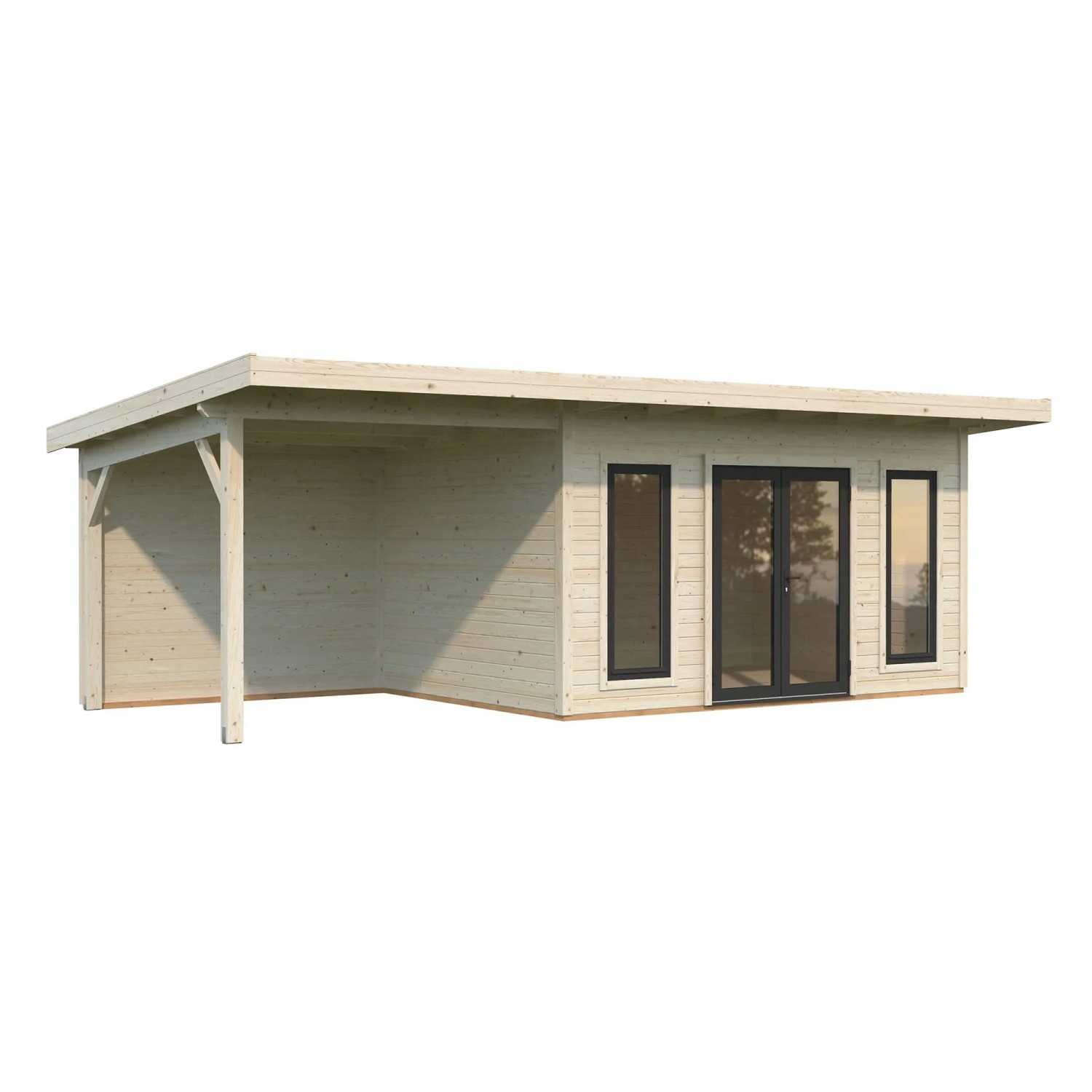 Palmako Holz-Gartenhaus Aurelia Pultdach Tauchgrundiert 749 cm x 300 cm 20,6 m²