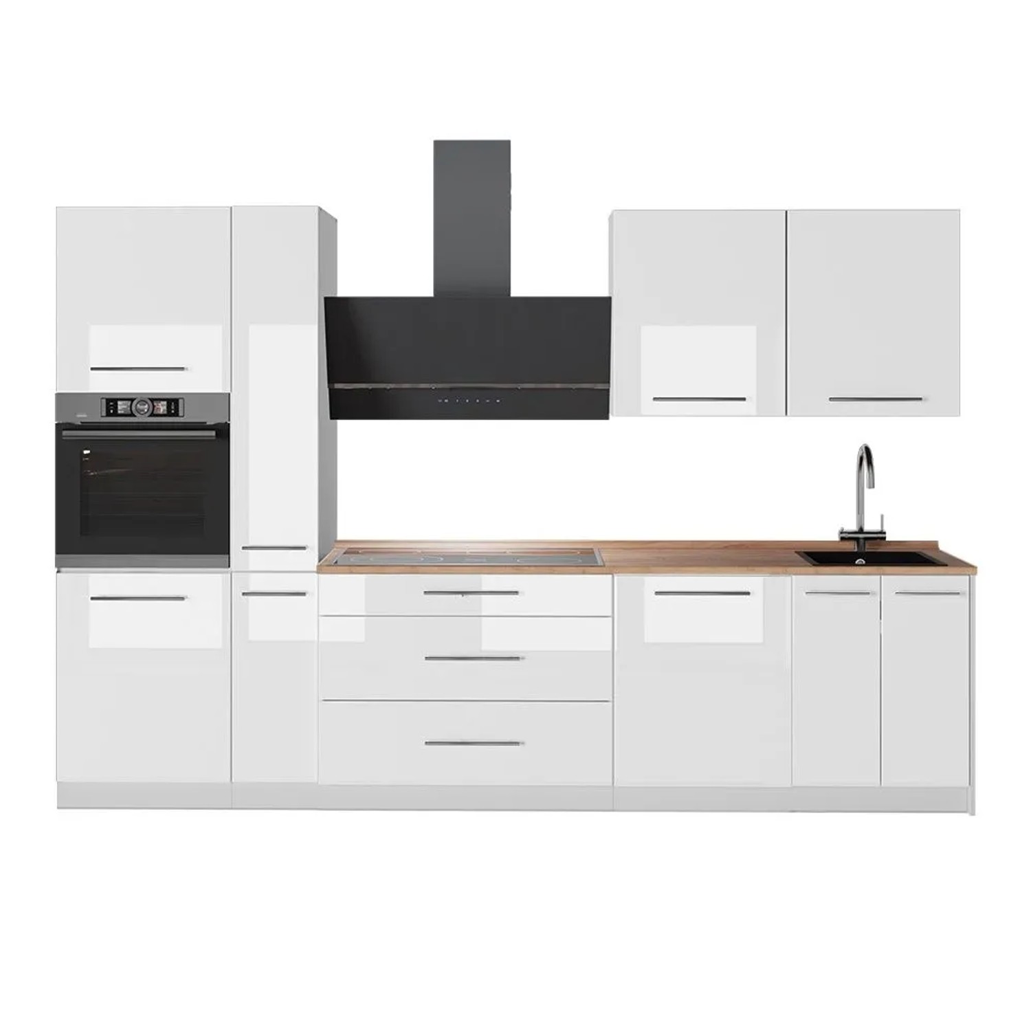 Vicco Küchenzeile Fame-Line Weiß Hochglanz/Weiß 310 x 207 AP Eiche Art Nr 64341