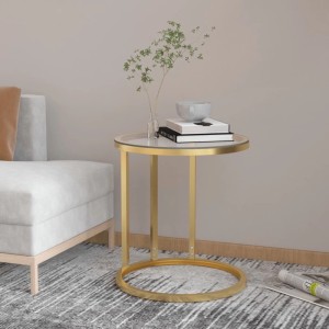 vidaXL Beistelltisch Golden und Transparent 45 cm Hartglas 331661