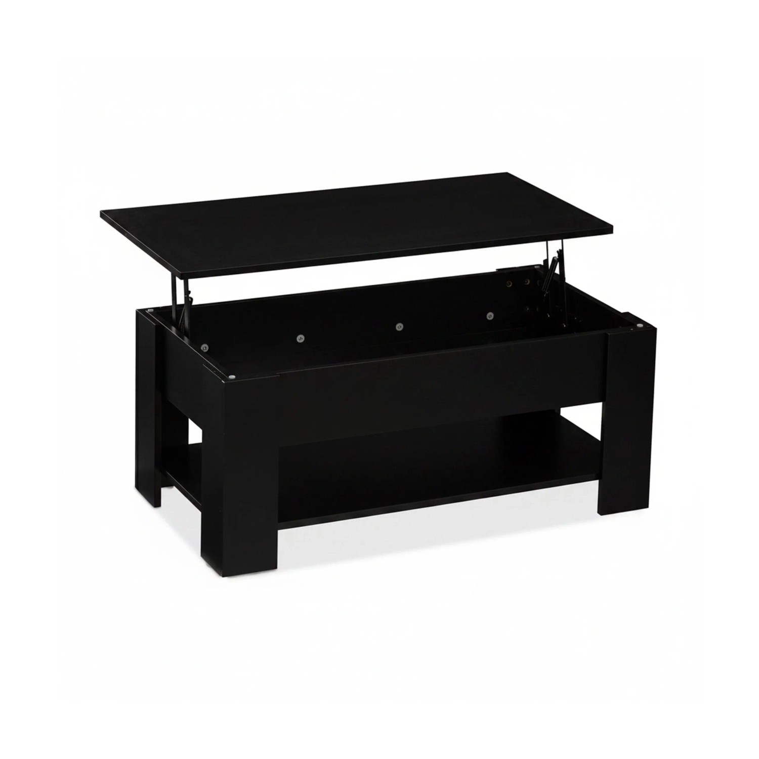 Relaxdays Couchtisch Spanplatte Eisen Schwarz Aufklappbar Höhenverstellbar 98 cm x 50 cm x 42 cm 20,5 kg