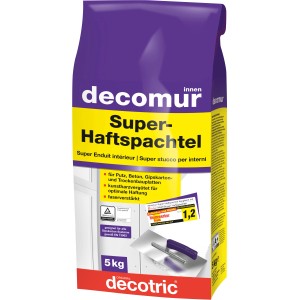 Decomur Super-Haftspachtel, 5 kg Sack, für Wand- und Deckenarbeiten, faserverstärkt für optimale Haftung.