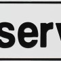 Weißes Parkplatzschild 'Reserviert' aus Aluminium, 11x52cm, für Innen- und Außenbereich.