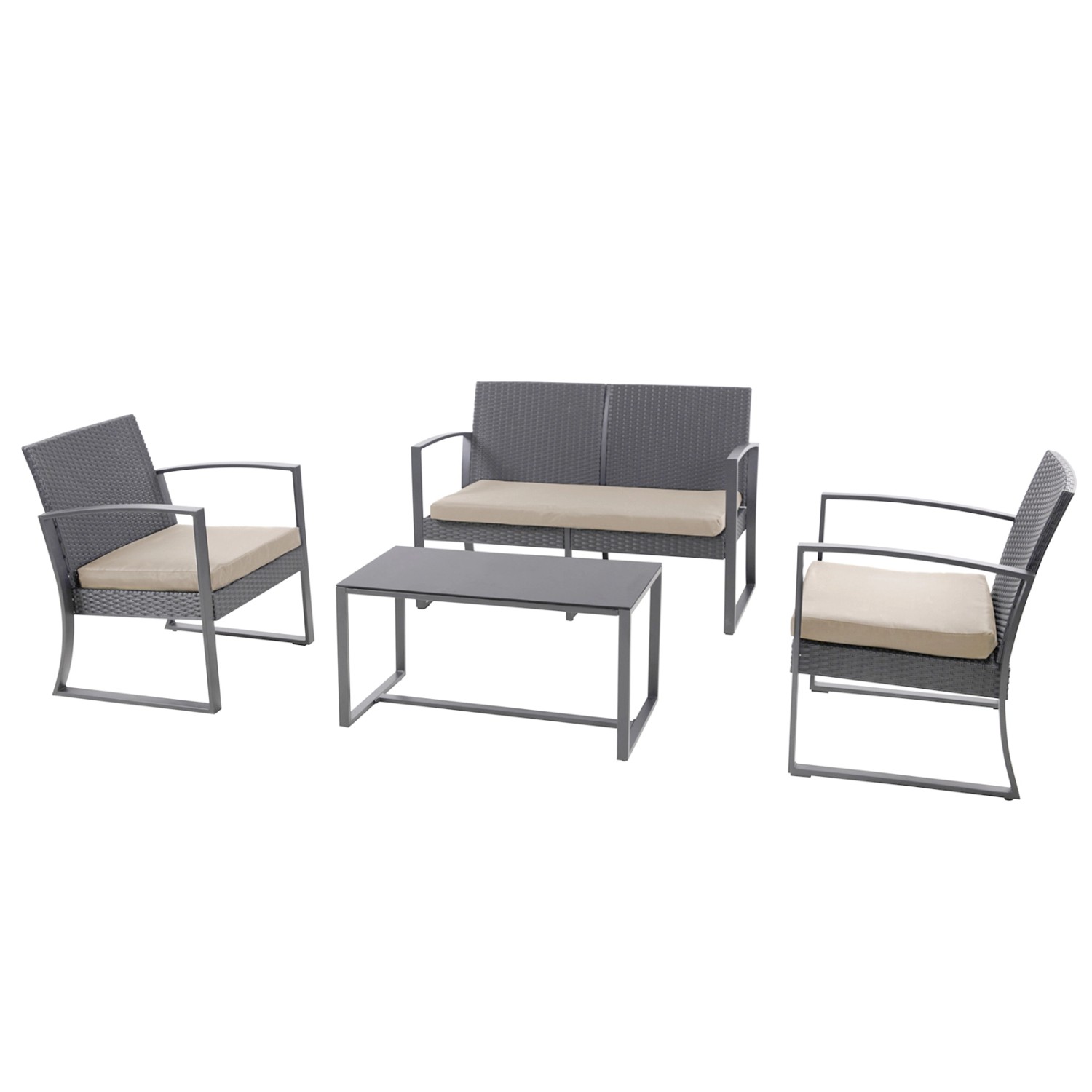 Svita Lois XL Polyrattan Sitzgruppe Gartenmöbelset Garnitur Tisch Sessel Gr günstig online kaufen