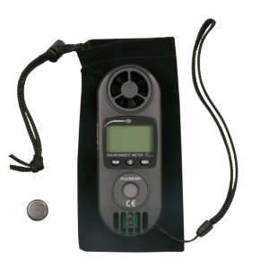 PCE Instruments EM 890 Anemometer mit Tasche und Batterie. Messwerkzeug für Windgeschwindigkeit, Temperatur und Luftfeuchtigkeit.