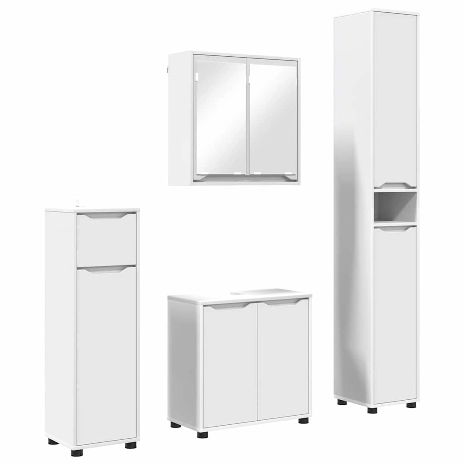 vidaXL Badezimmermöbel-Set mit Schubladen 4-Tlg Weiß Holzwerkstoff 3403840 günstig online kaufen