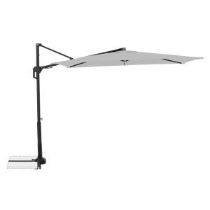 Hellgrauer Doppler Ampelschirm, 245x135 cm, mit Dreh- und Neigefunktion für optimalen Sonnenschutz.