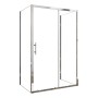 AICA U-Form Duschkabine 100x90cm mit Schiebetür und Seitenwand, 5mm ESG Glas, chromglänzend.