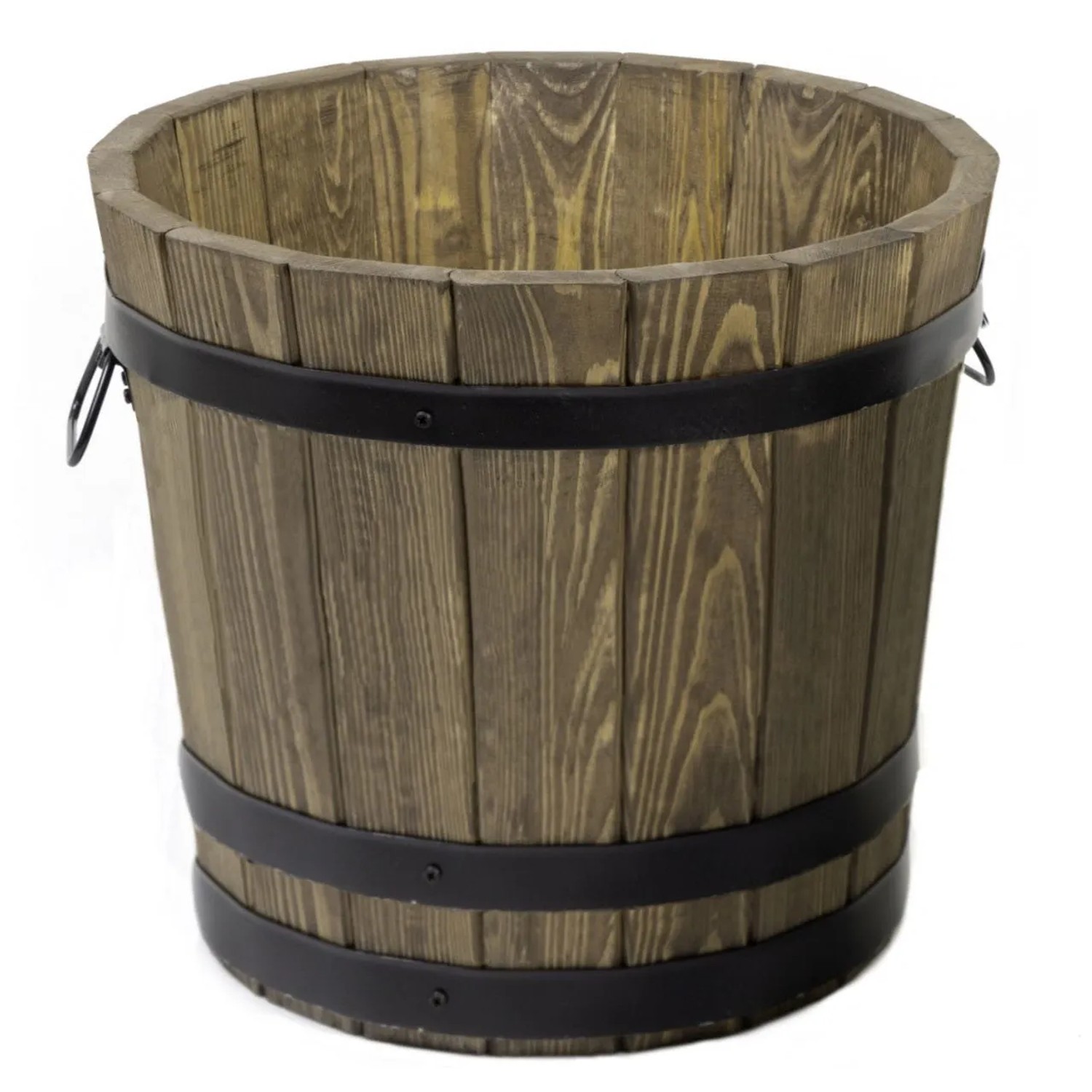 HolzFee Pflanzkübel Rustikal Dunkel Walnuss Groß Ø 42 x 38 cm