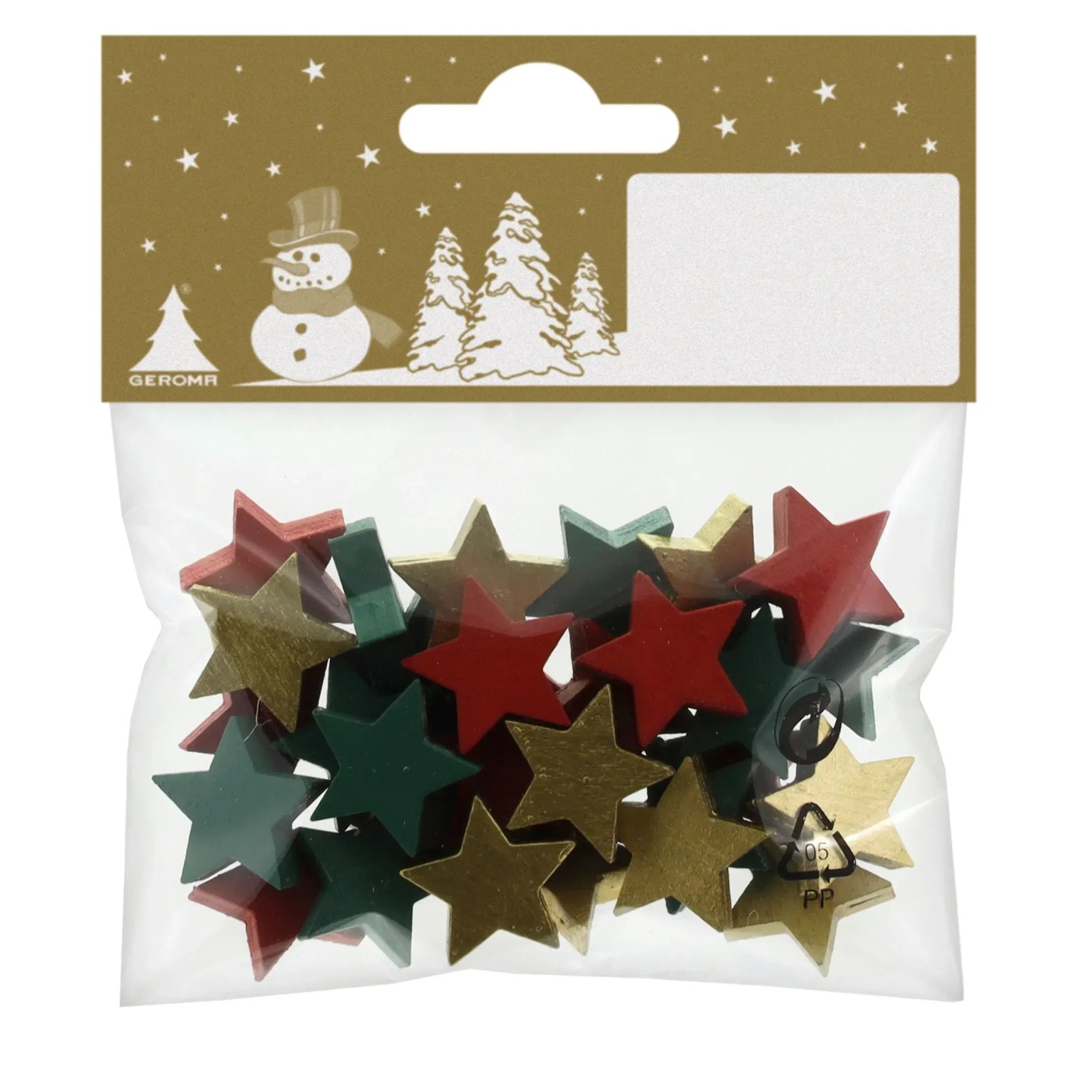 Weihnachts-Deko Sterne aus Holz 2 cm Mehrfarbig 30 Stück