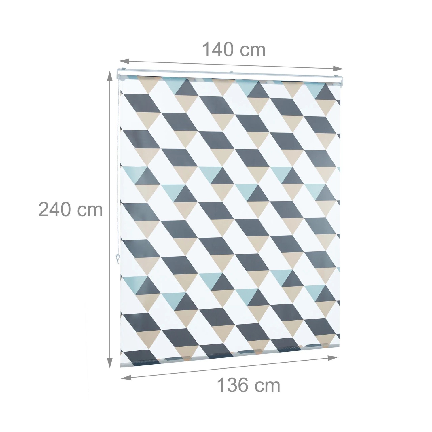 Relaxdays Duschrollo Kunststoff Aluminium Grau Blau Beige Wasserabweisend 140 cm x 240 cm_4