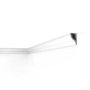 Schöner Wohnen Deckenleiste Modern 2, weiße Zierleiste aus Polystyrol, 52x80mm.