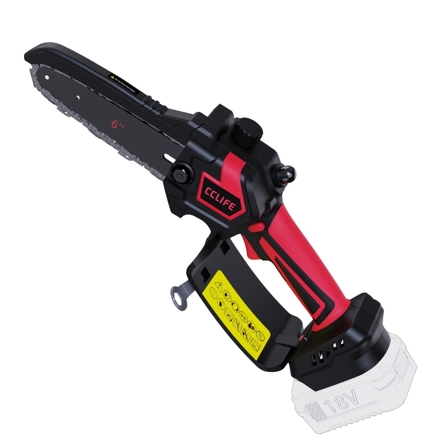 CCLIFE Mini Akku Kettensäge 6 Zoll 18V Mit Kettenspannung Und Rückschlagschutz
