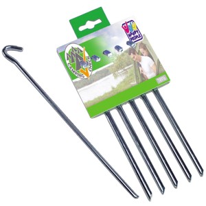 5er-Set Dreikant-Heringe, 30 cm lang, verzinkt, für Camping und Outdoor.