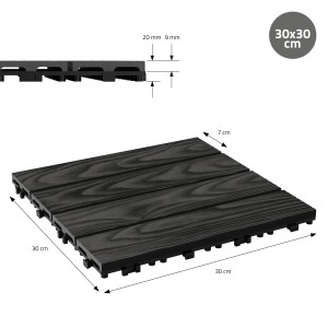 ML-Design WPC Terrassenfliesen, 30x30 cm, Anthrazit Holzoptik, 55er Set für 5 m².