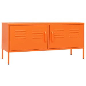 VidaXL TV-Schrank, orange, aus Stahl, mit zwei Türen und Füßen. Wohnwand-Möbel.