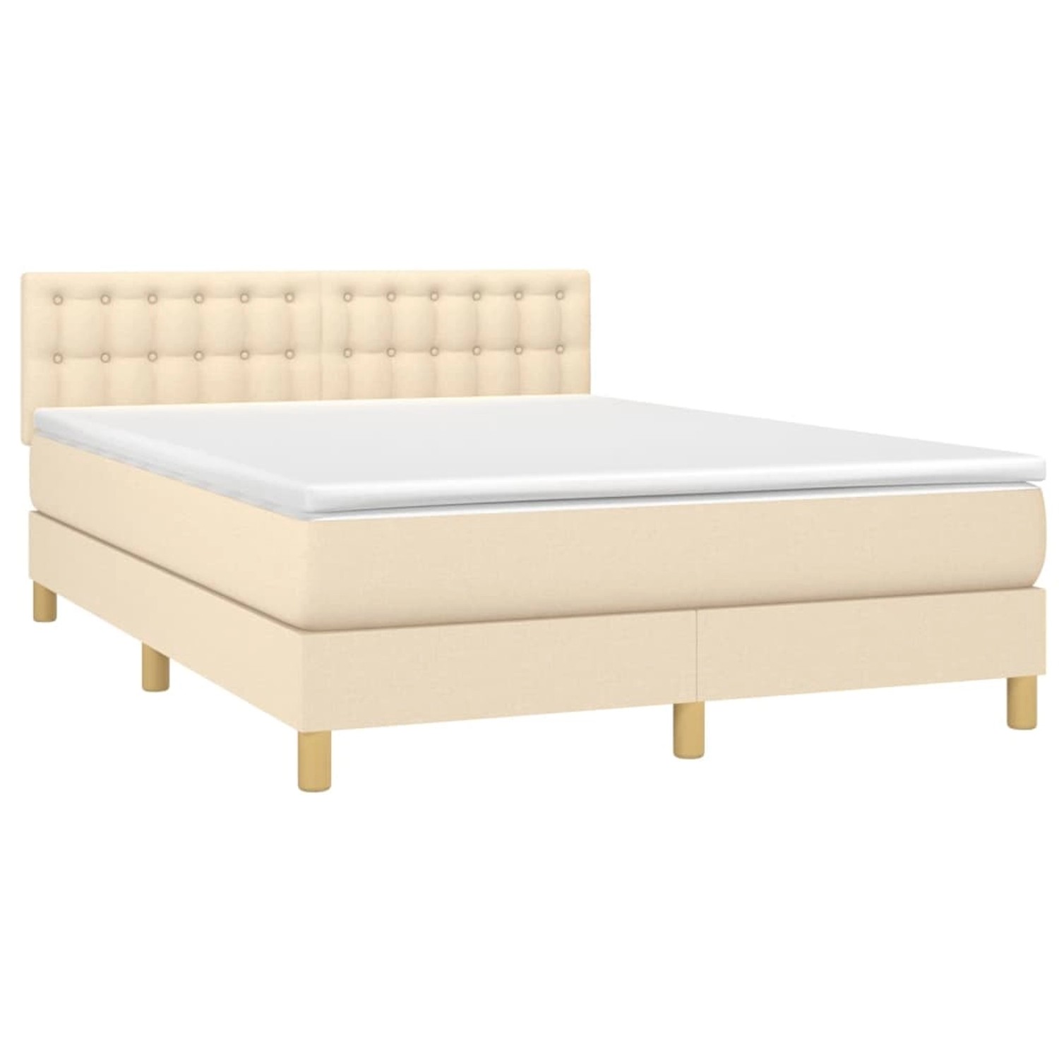 vidaXL Boxspringbett mit Matratze & LED Creme 140x200 cm Stoff 3134042 günstig online kaufen