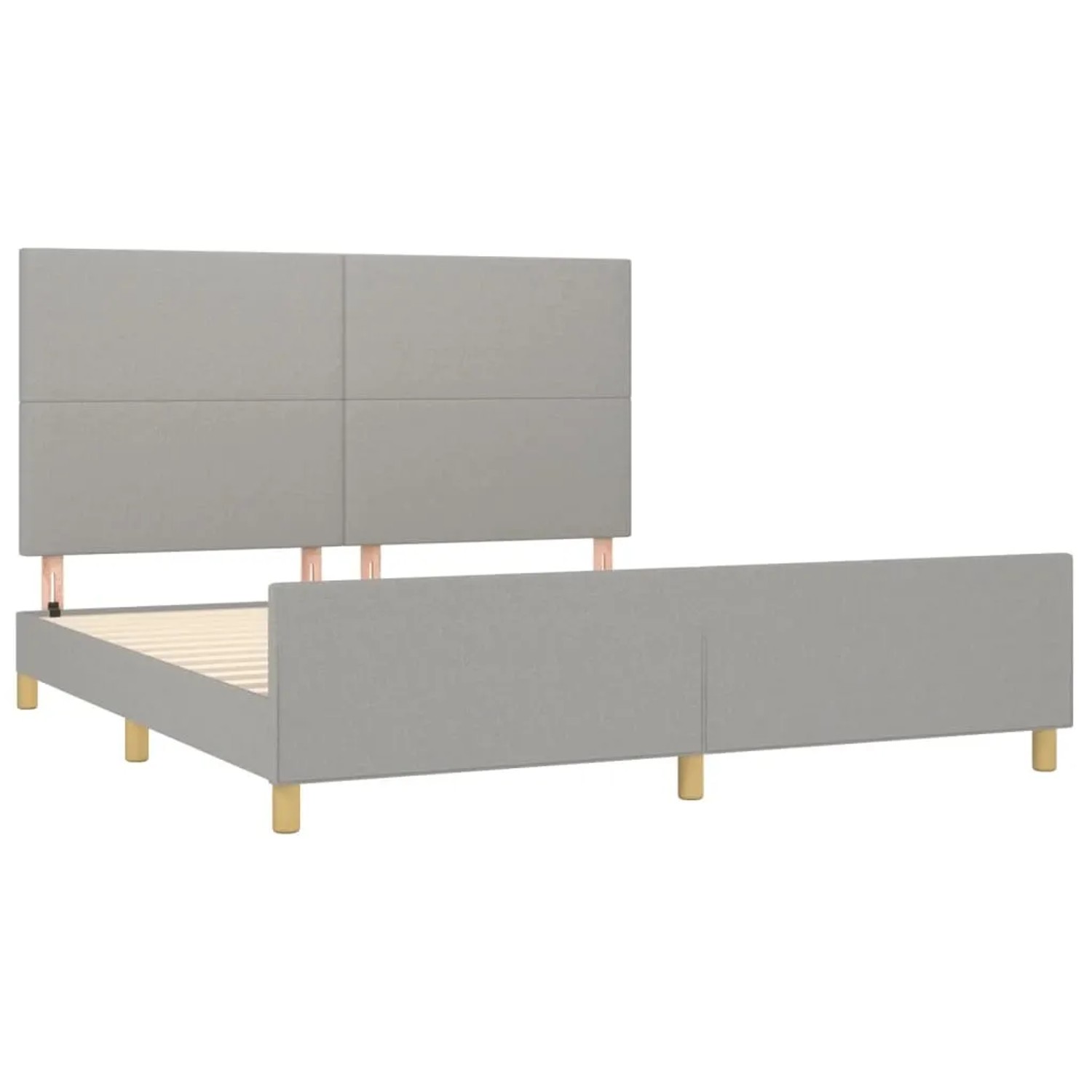 Hellgraues Stoff-Bettgestell 180x200 mit Kopfteil. Modernes Design für Schlafzimmer.