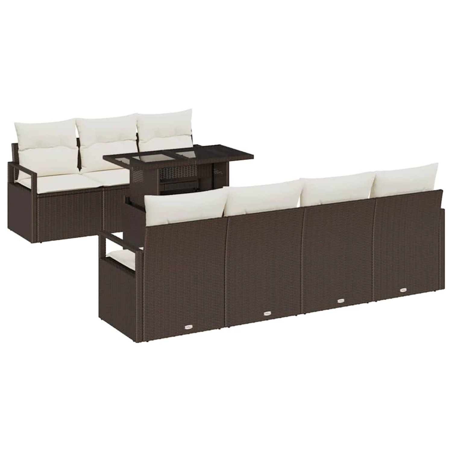 vidaXL Garten-Sofa-Set mit Speicher 8-Tlg Braun Poly Rattan 3357501 günstig online kaufen