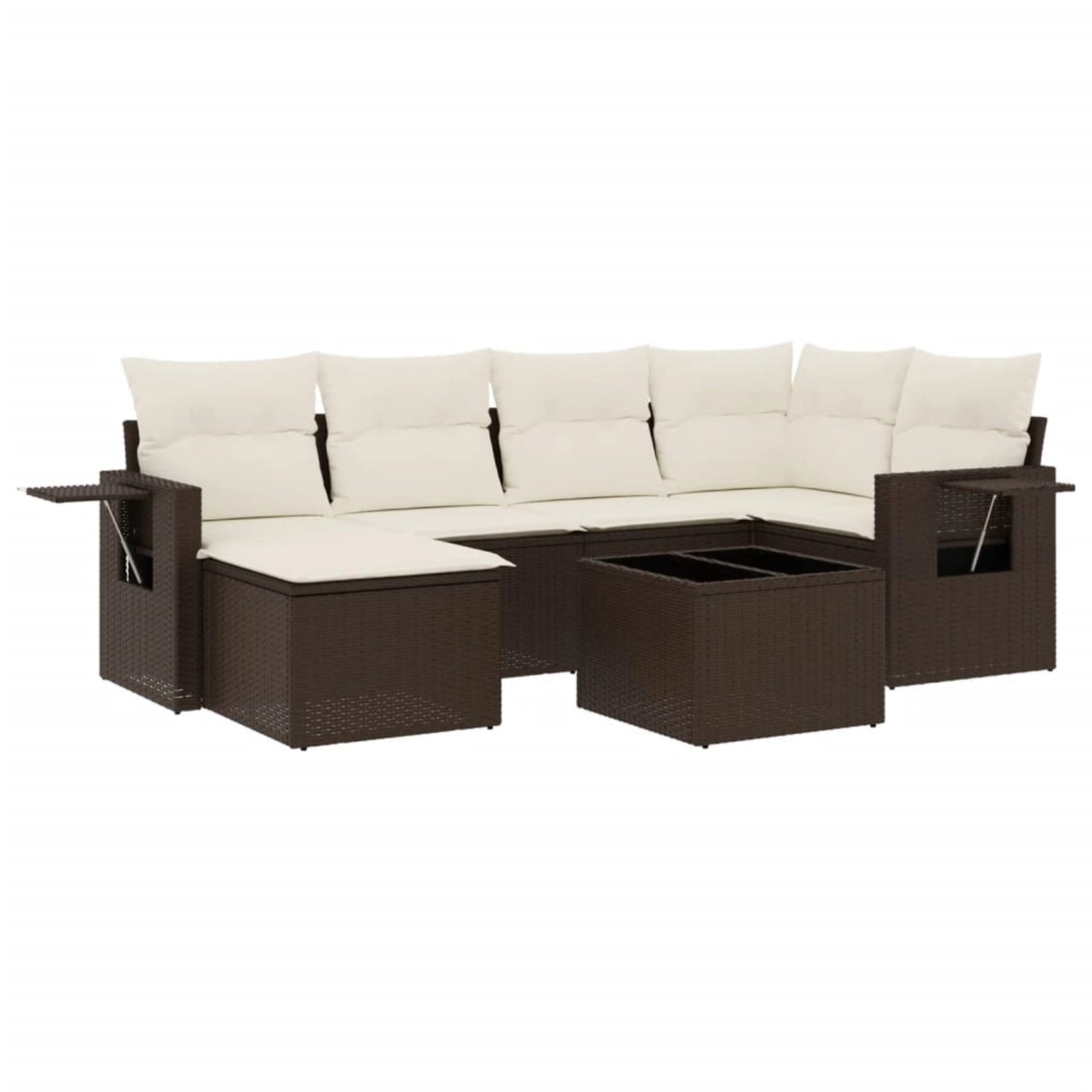 vidaXL 7-Tlg Garten-Sofagarnitur mit Kissen Braun Poly Rattan 3220472 günstig online kaufen