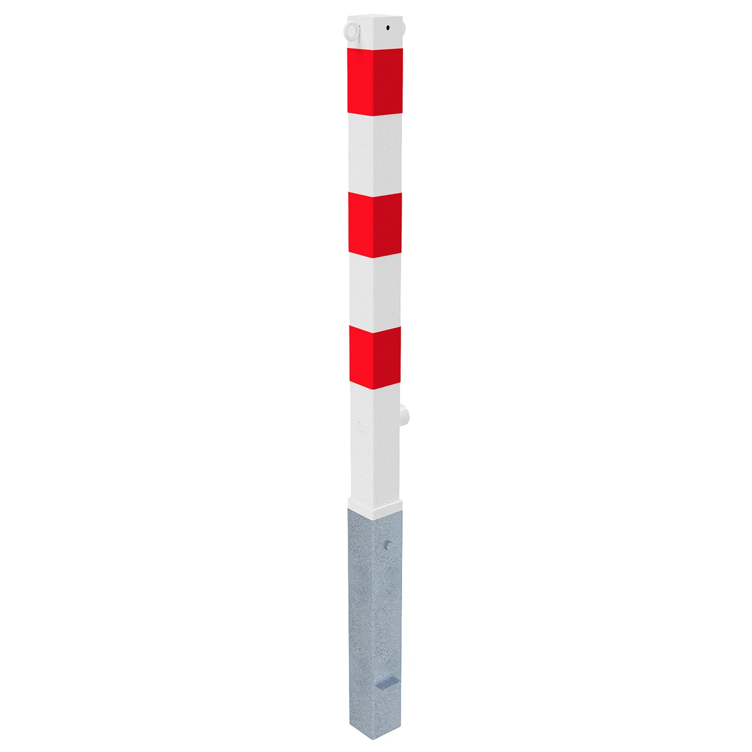 Schake Absperrpfosten Herausnehmbar Dreikant 2 Ösen 70 mm x 70 mm Weiß Rot