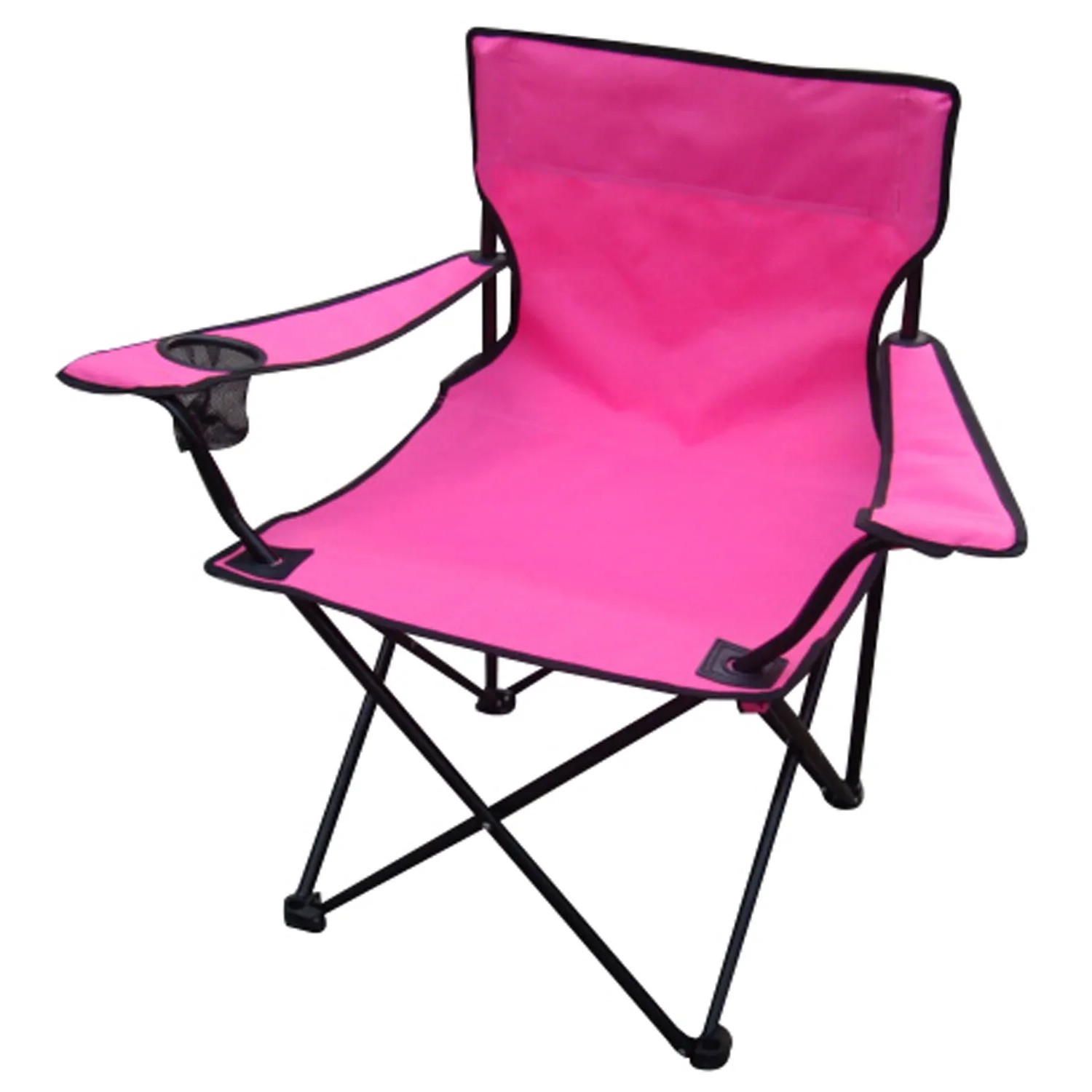 Pinker Mojawo Anglersessel/Campingstuhl mit Getränkehalter und Tasche.