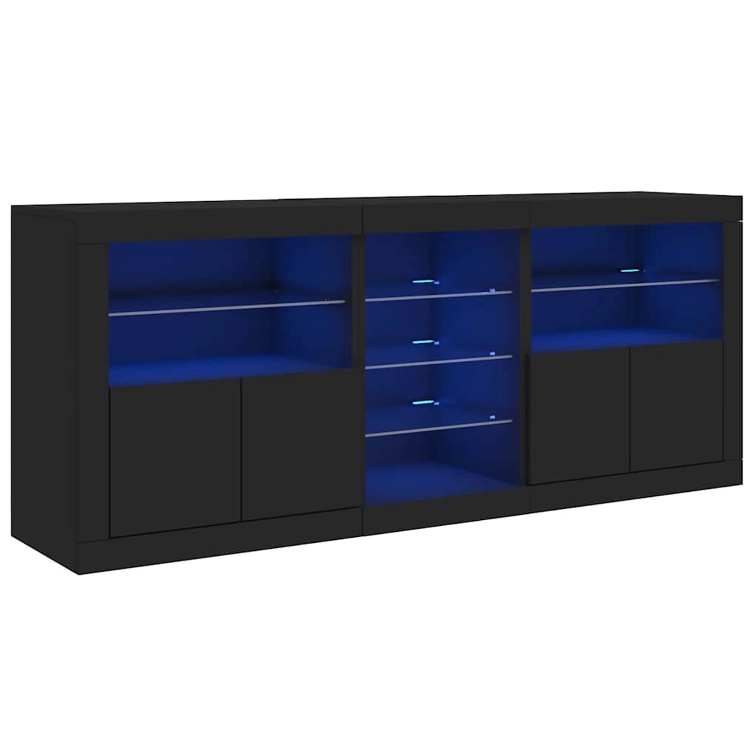 vidaXL Sideboard mit LED-Leuchten Schwarz 162x37x67 cm 3209031 günstig online kaufen