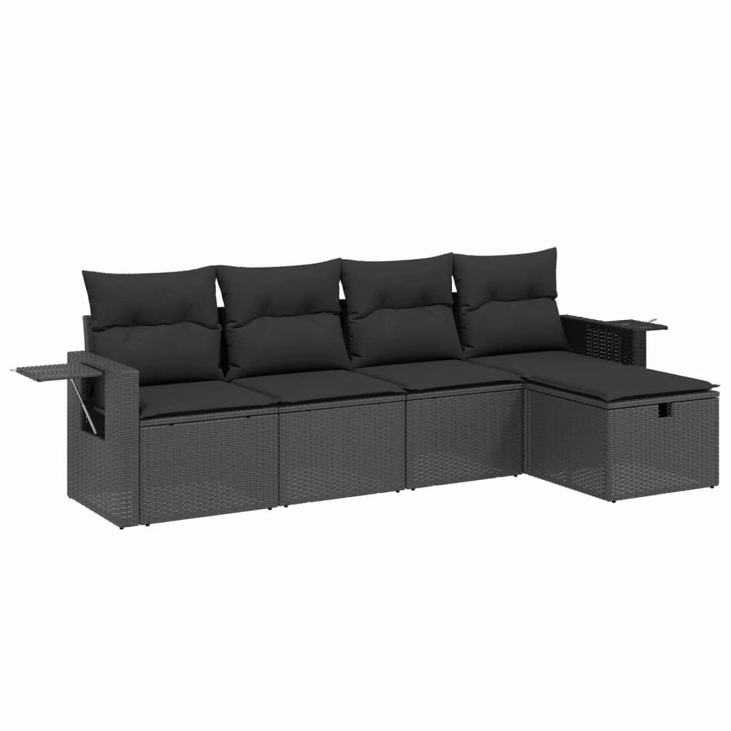 vidaXL 5-tlg Garten-Sofagarnitur mit Kissen Schwarz Poly Rattan Modell 99 günstig online kaufen