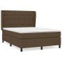 Dunkelbraunes vidaXL Boxspringbett 140x200 cm mit Stoffbezug und Matratze.