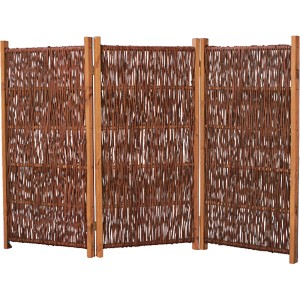 T & J Paravent Sofia aus Weide, 180x120cm, 3-teilig, für Garten & Terrasse.