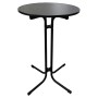 Schwarzer, klappbarer Chefgastro Stehtisch mit runder MDF-Platte und Husse, 110x70 cm.