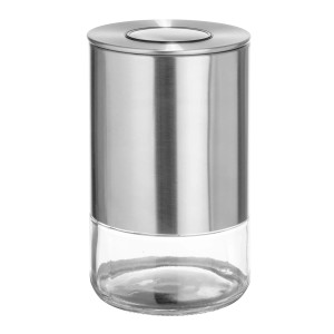 Schöner Wohnen Aufbewahrungsdose Enola, 0,68l, aus Glas mit silbernem Edelstahldeckel.