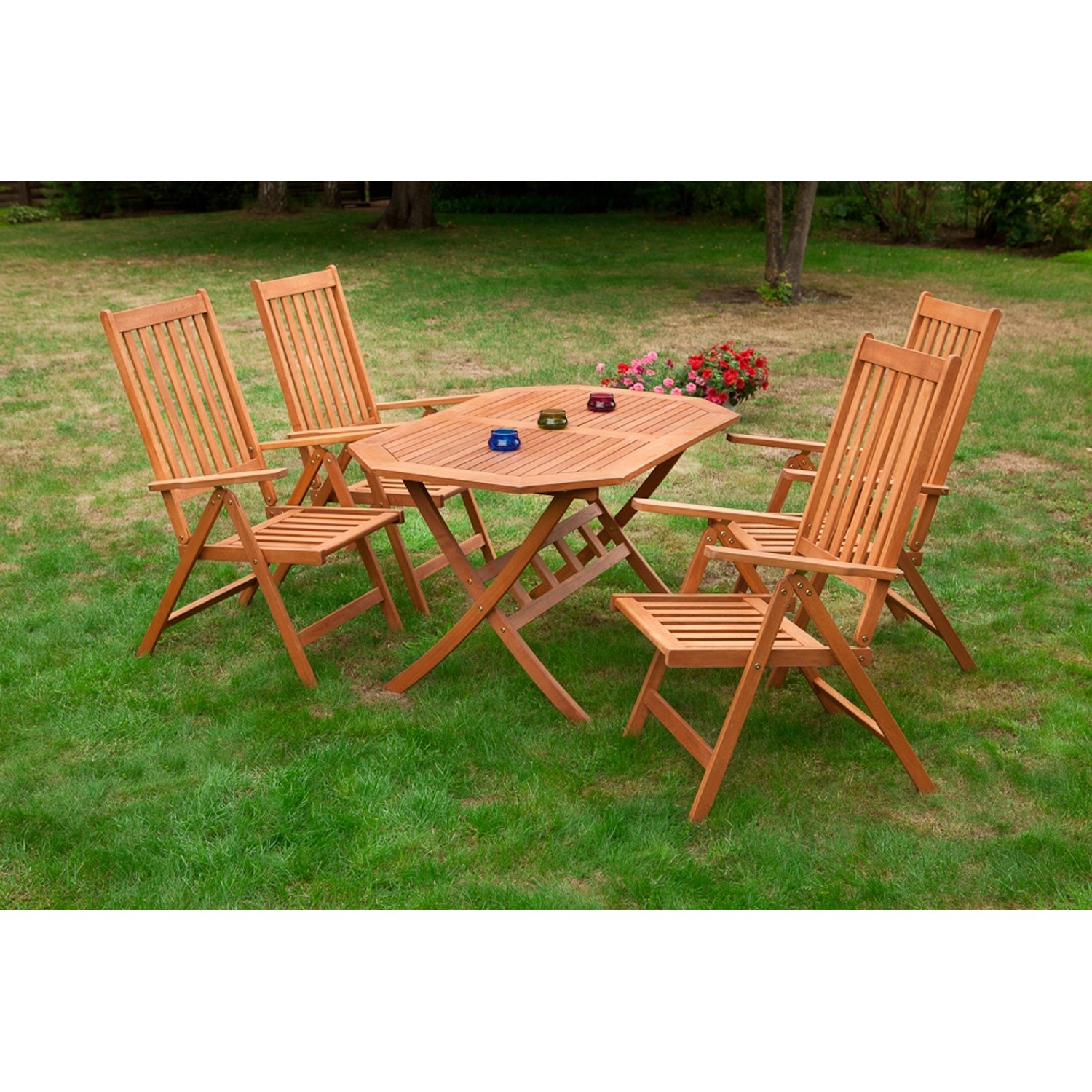 Gartenmöbel-Set Vitoria 5-tlg. Braun inkl. rechteckigem Tisch