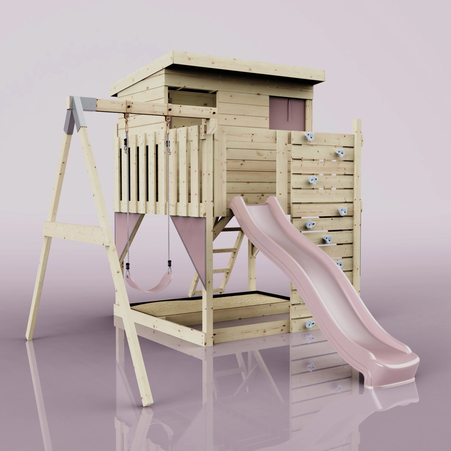 PolarPlay Spielturm Tjorven, mit Kinderschaukel, Altrosa kaufen bei OBI