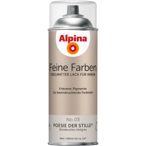 Alpina Feine Farben Sprühlack No. 03 Poesie der Stille, edelmatt, 400ml. Würdevolles Hellgrau für Innen.