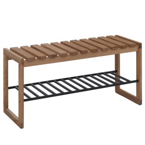 MCA Garderobenbank P57 aus Eiche mit Schuhablage aus Metall, 45x88x30cm.