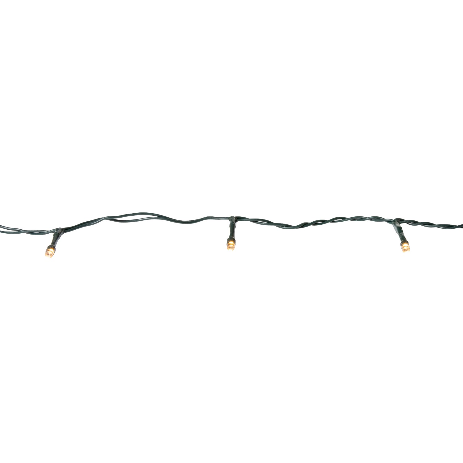 LED-Lichterkette mit 120 warmweißen LEDs und grünem Kabel, 12 m lang, für den Außenbereich.