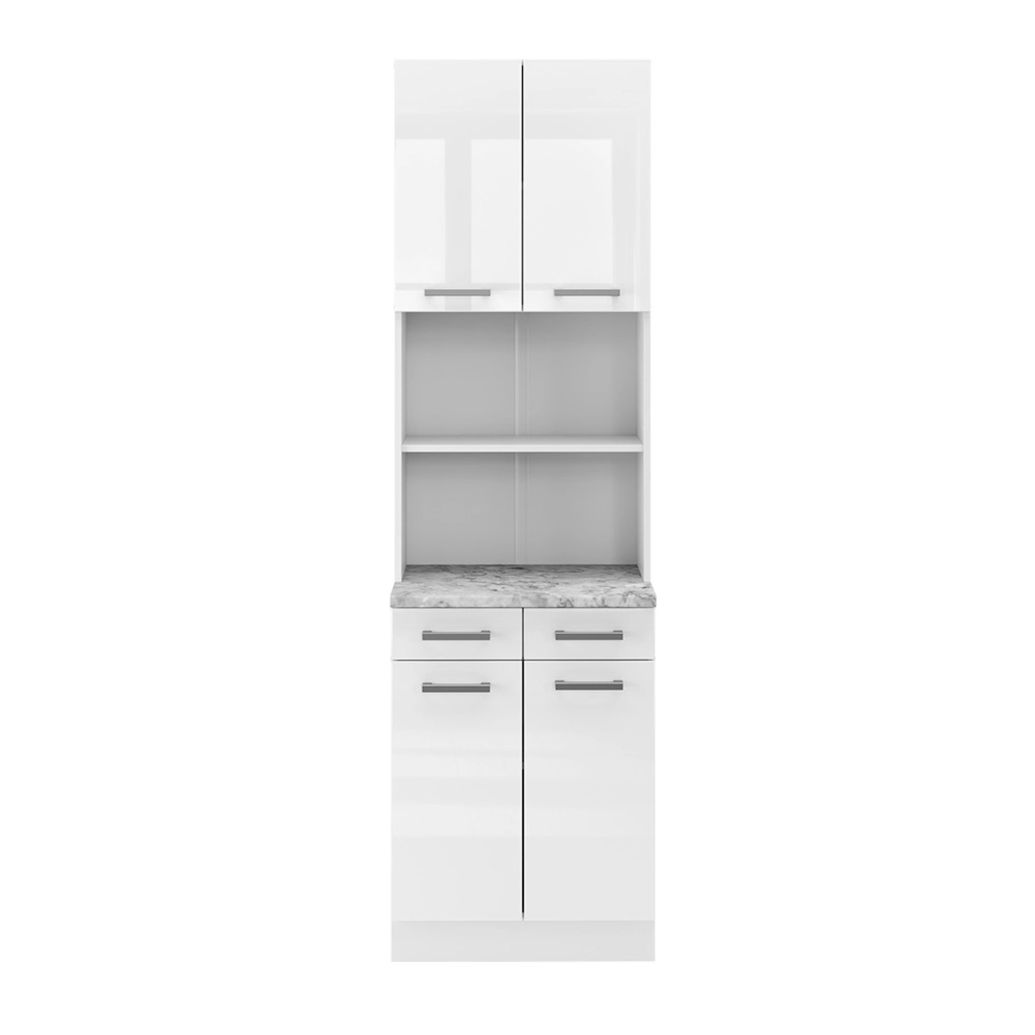 Vicco R-Line Küchenblock Weiß Hochglanz 60 cm AP Marmor günstig online kaufen