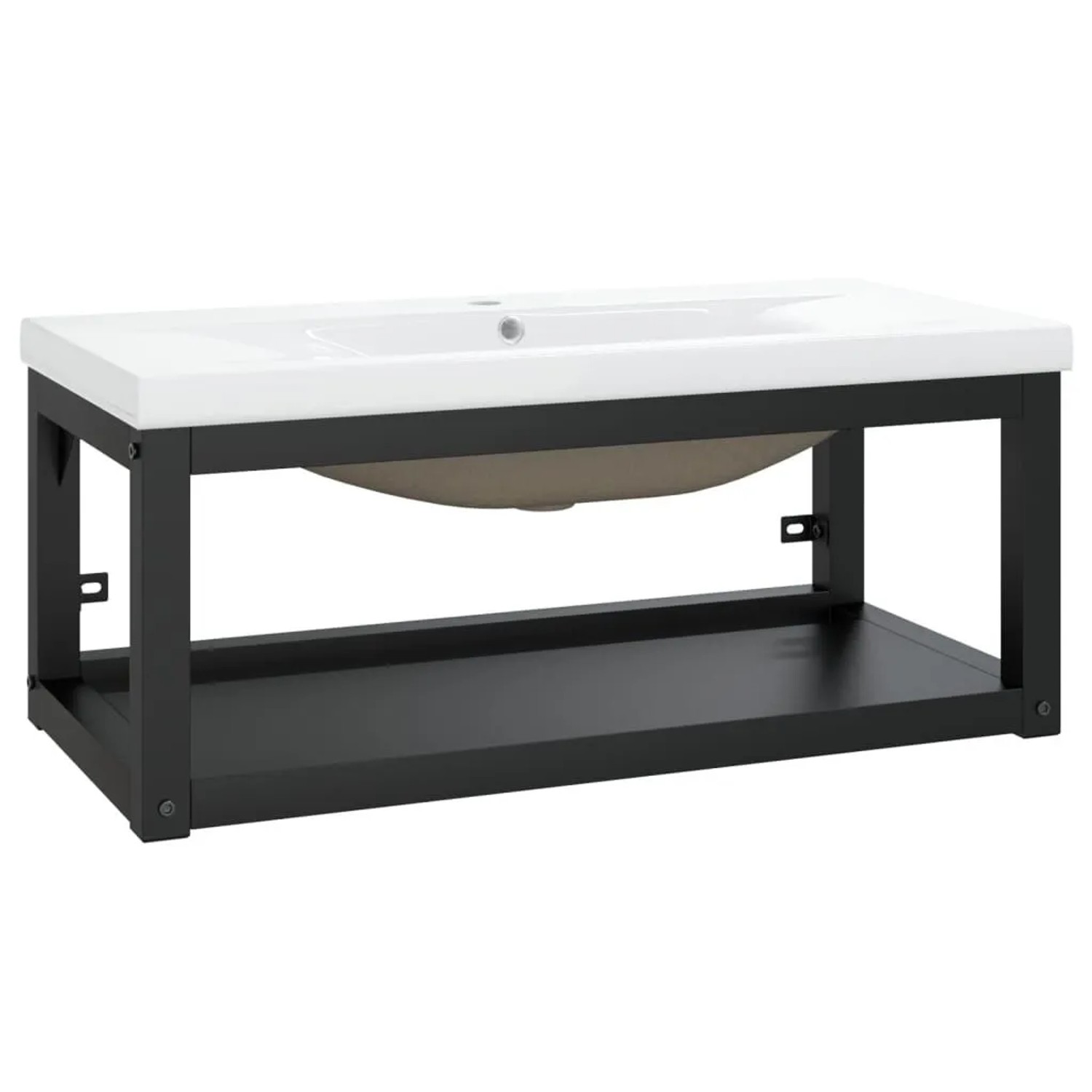 vidaXL Badezimmer-Waschtischgestell mit Waschbecken Schwarz Eisen 3101384