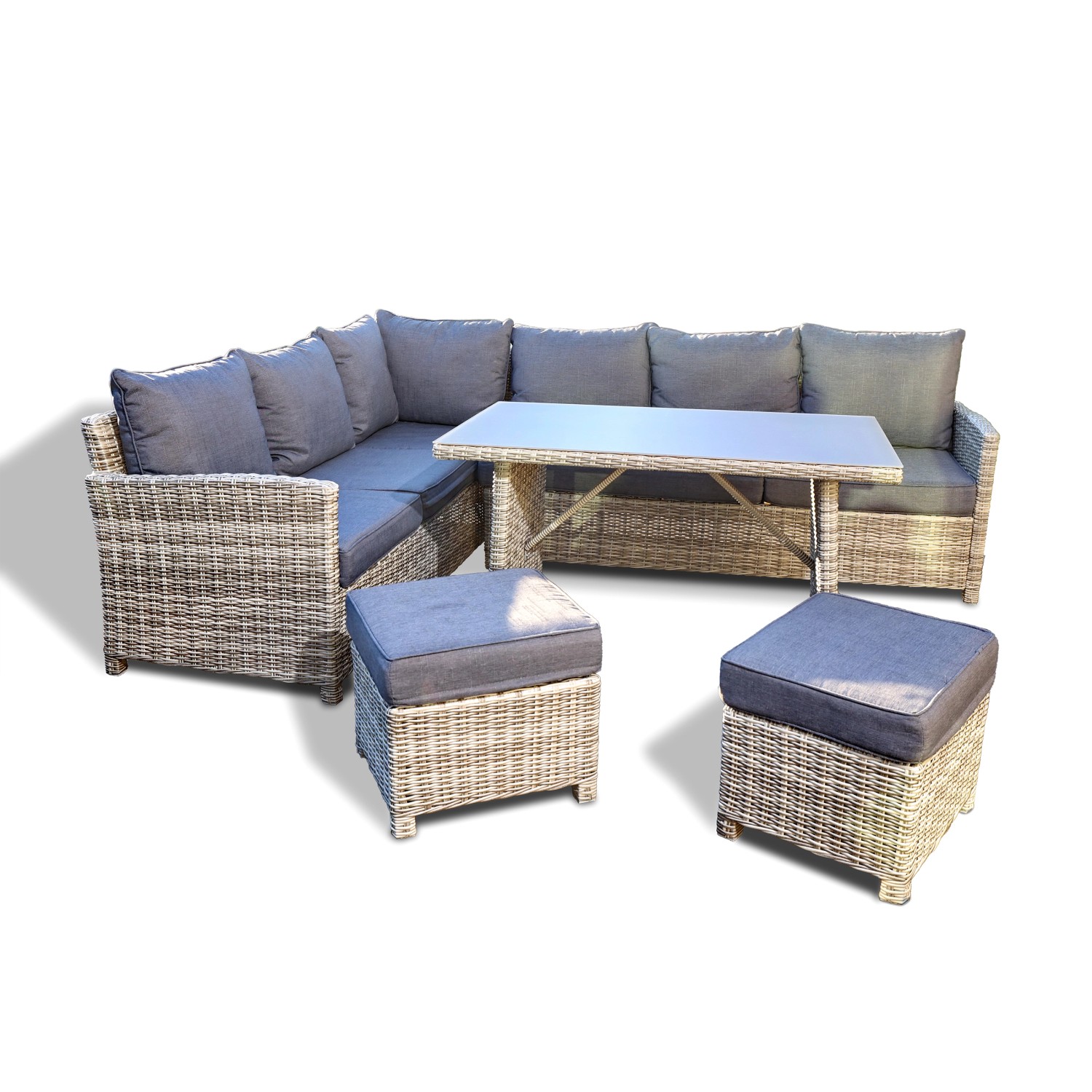 Home Deluxe Gartenmöbel-Set Bahia 6-tlg. Polyrattan Grau günstig online kaufen