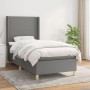Dunkelgraues vidaXL Boxspringbett (80x200 cm) mit Matratze und hohem Kopfteil.