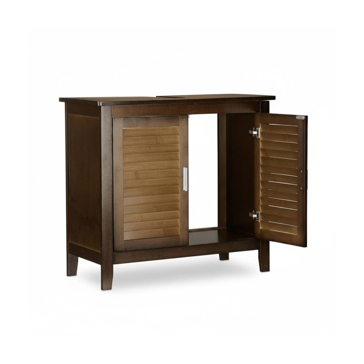 Relaxdays Waschbeckenunterschrank Bambus Dunkelbraun Mit Siphonaussparung 60 cm x 67 cm x 30 cm