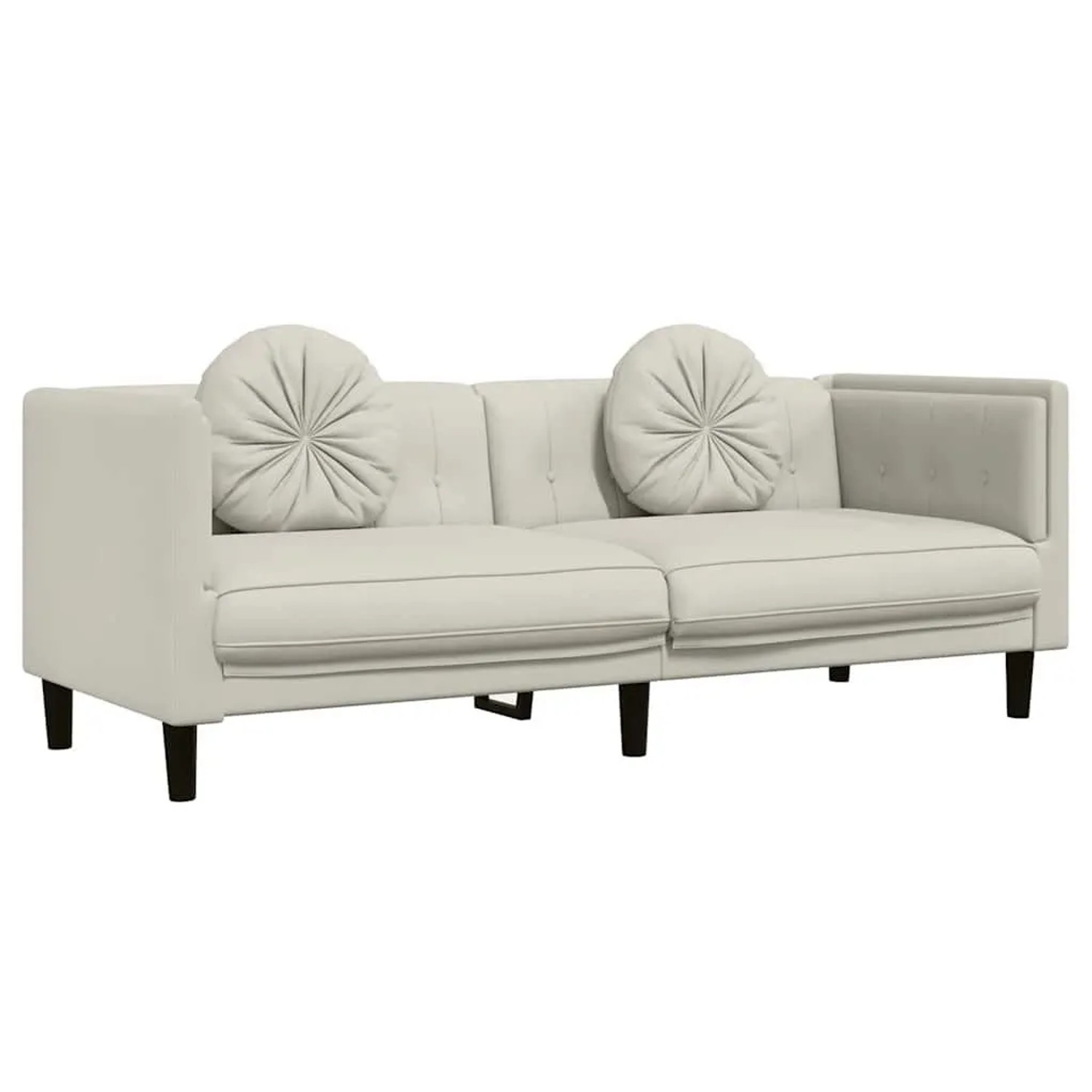 vidaXL Sofa mit Kissen 3-Sitzer Creme Samt 372649