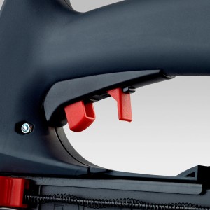 Detailaufnahme des Novus Tools Elektrotackers J-165 Panel mit roter Auslösesicherung.