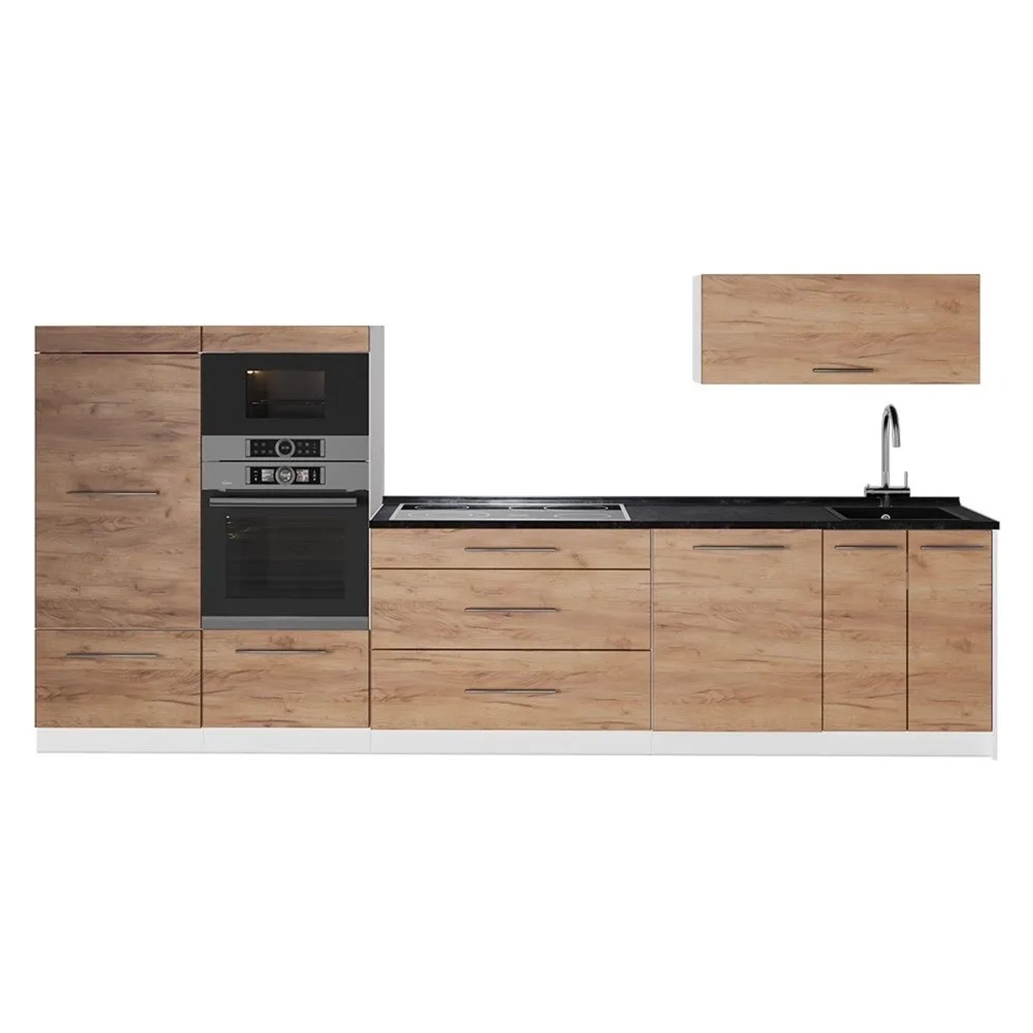 Vicco Küchenzeile Fame-Line Goldkraft Eiche 340 x 154 AP Anthrazit Art Nr 62959