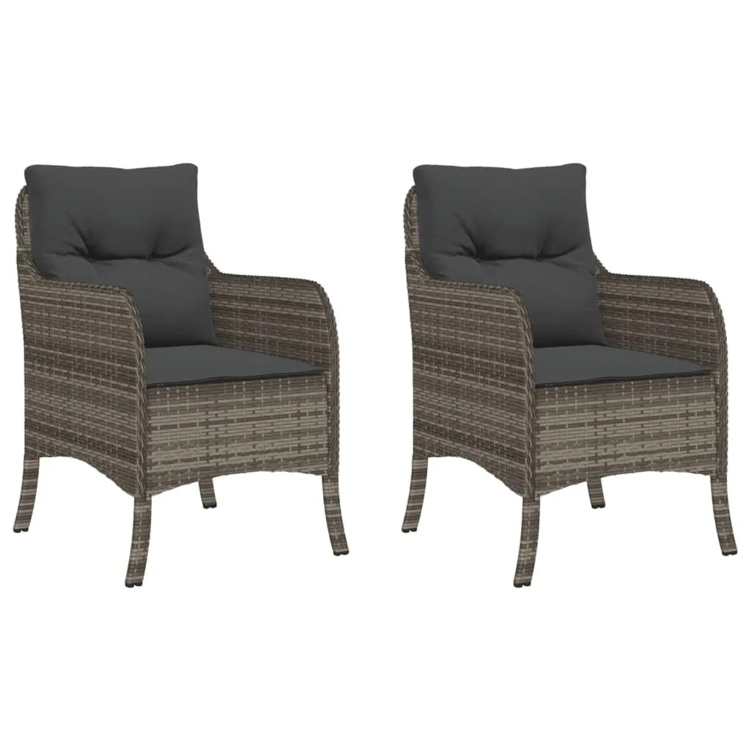 Furnicato Gartenstühle Mit Kissen 2 Stk Grau Poly Rattan