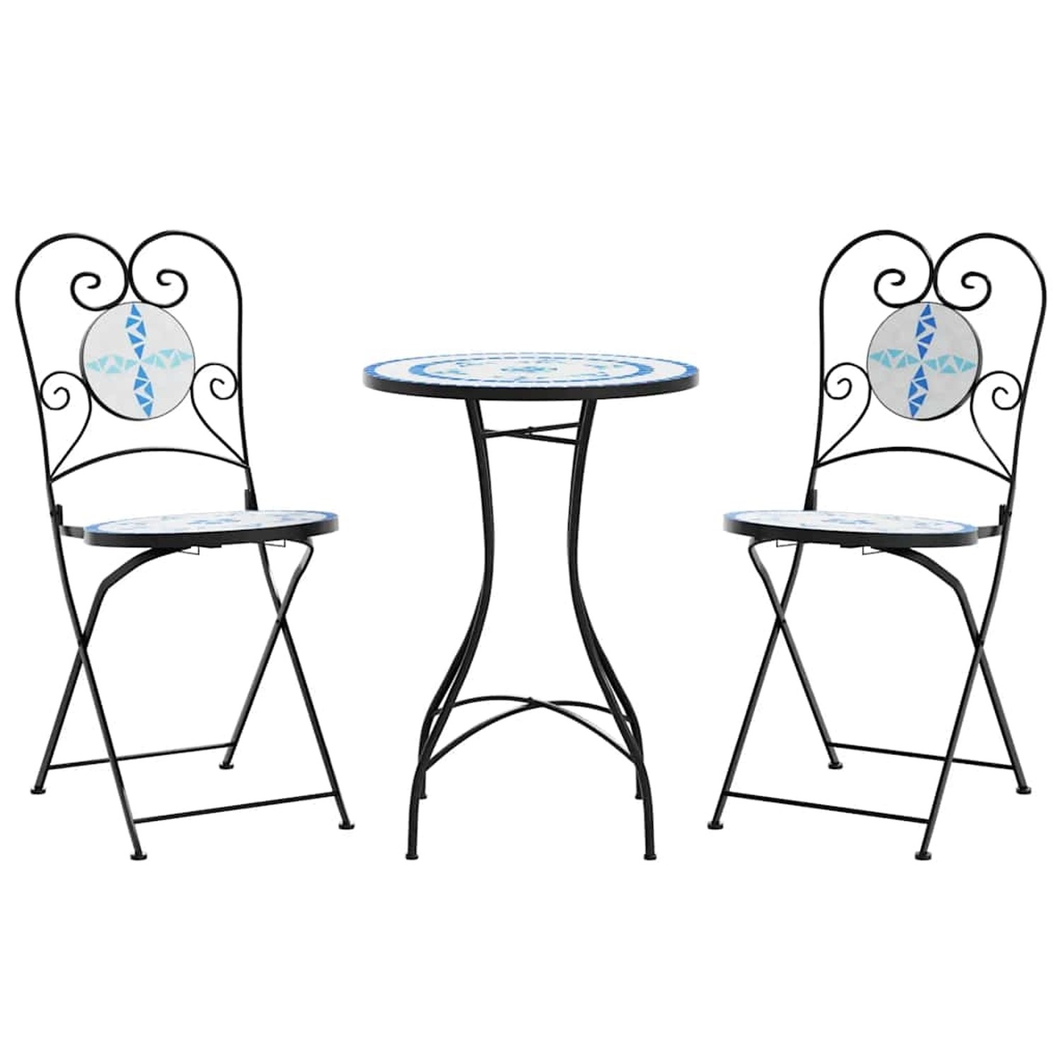 vidaXL Mosaik-Bistro-Set Blau und Weiß Eisen und Keramik 3216353