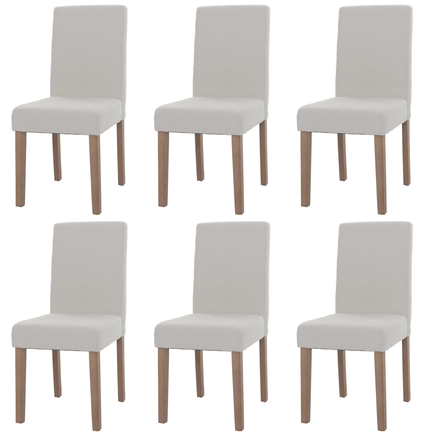 MCW Esszimmerstuhl Littau Boucle 6er-Set Creme Naturfarbene Beine günstig online kaufen